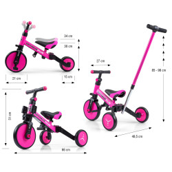 MILLY MALLY  5304 Rowerek 4w1 OPTIMUS Plus pink