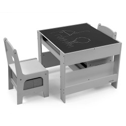 MILLY MALLY 5489 Zestaw mebli- Stolik i dwa krzesełka Sven Grey