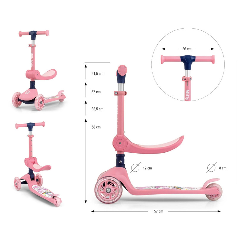 MILLY MALLY 5754 Hulajnoga Scooter FUZZY pink