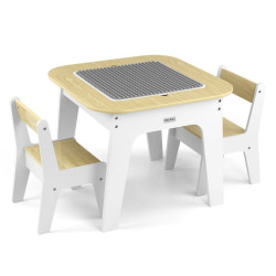 MILLY MALLY 6090 Zestaw mebli Olaf Blocks - Stolik i dwa krzesełka White