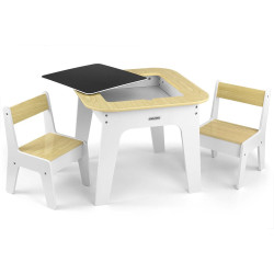 MILLY MALLY 6090 Zestaw mebli Olaf Blocks - Stolik i dwa krzesełka White