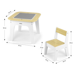 MILLY MALLY 6090 Zestaw mebli Olaf Blocks - Stolik i dwa krzesełka White