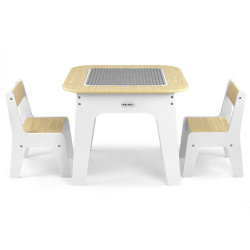MILLY MALLY 6090 Zestaw mebli Olaf Blocks - Stolik i dwa krzesełka White