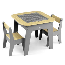MILLY MALLY 6091 Zestaw mebli Olaf Blocks - Stolik i dwa krzesełka Dark Grey