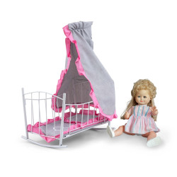 MILLY MALLY 6138 Łóżeczko-Kołyska dla lalek Lily z baldachimem Prestige Pink