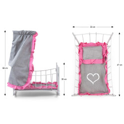 MILLY MALLY 6138 Łóżeczko-Kołyska dla lalek Lily z baldachimem Prestige Pink