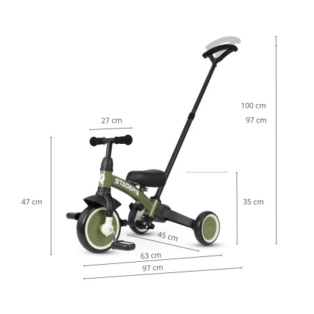 MILLY MALLY 6277 Rowerek trójkołowy Stager 3w1 green
