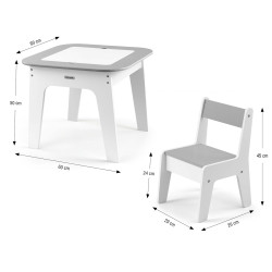 MILLY MALLY 6629 Zestaw mebli Olaf - Stolik i dwa krzesełka Grey