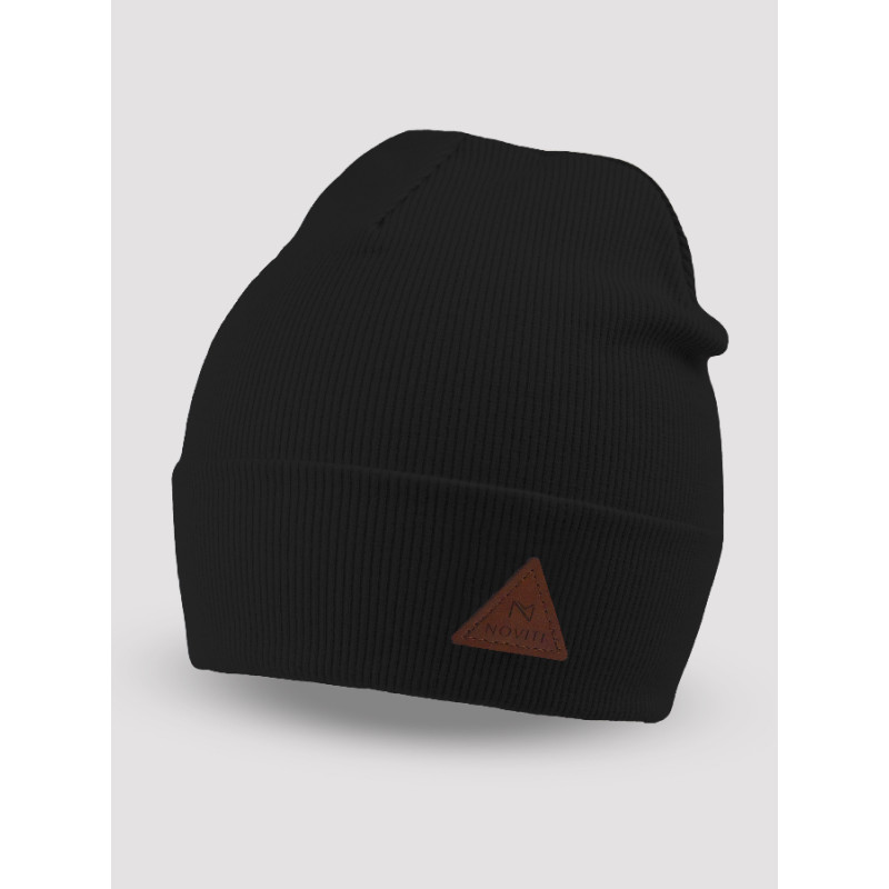 NOVITI CP009-B-06 Czapka przejściowa prążek podwójna czarna 46-54cm