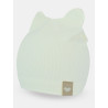 NOVITI CP052-G-05 Czapka prążek podwójna uszy ecru 40/42 cm