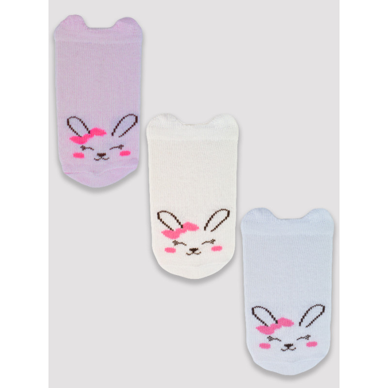 NOVITI SB019-G-02 Skarpetki bawełna z buźkami M2 girl 0-6m