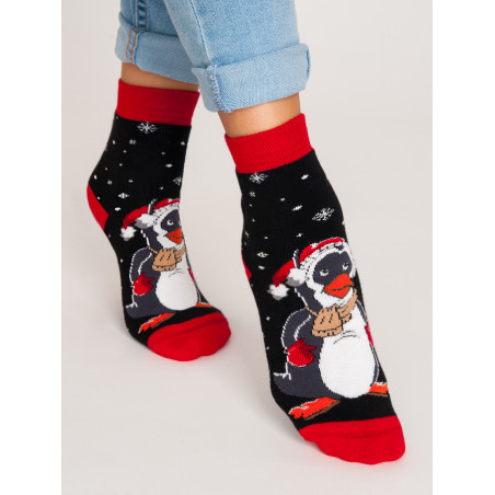 NOVITI SF012-U-02 Skarpety frotte XMAS Pingwin 31/34