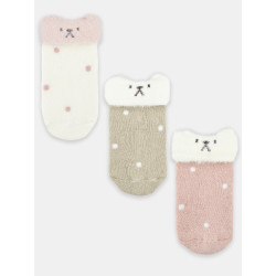NOVITI SF026-G-01 Skarpety dziewczęce z puszystym ściągaczem wywijane mix 6-12m