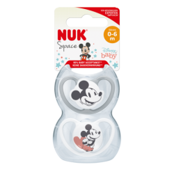 NUK 175281 Smoczek 0-6 uspokajający silikonowy SPACE MYSZKA MIKI 2szt