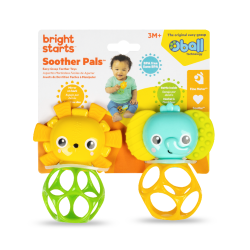 OBALL 16762-6 Zestaw gryzaków z grzechotką Smoother Pals lew i słoń 3m+