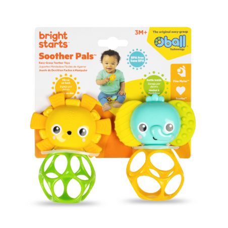 OBALL 16762-6 Zestaw gryzaków z grzechotką Smoother Pals lew i słoń 3m+