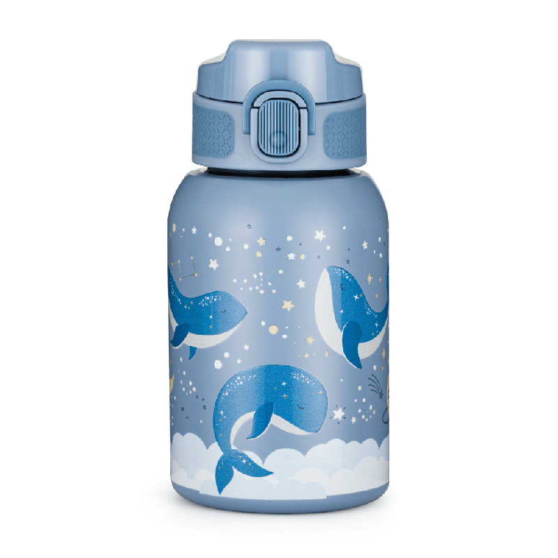 PETITE&MARS 150368 Butelka termiczna ze stali nierdzewnej ze słomką 350ml Whale Song