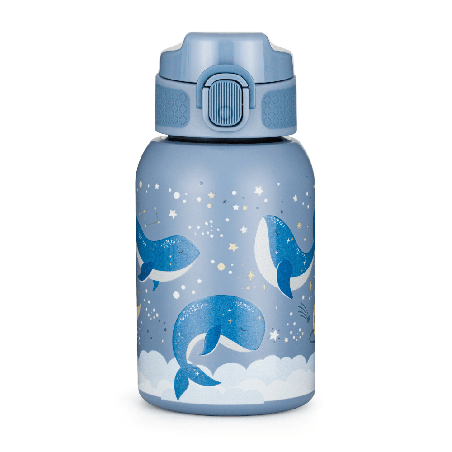 PETITE&MARS 150368 Butelka termiczna ze stali nierdzewnej ze słomką 350ml Whale Song