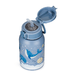 PETITE&MARS 150368 Butelka termiczna ze stali nierdzewnej ze słomką 350ml Whale Song