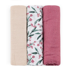 PETITE&MARS 415364 Zestaw pieluszek z muślinu bambusowego 3 szt 68x68 cm Pink Meadow