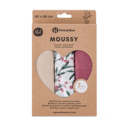 PETITE&MARS 415364 Zestaw pieluszek z muślinu bambusowego 3 szt 68x68 cm Pink Meadow
