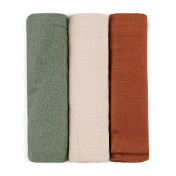 PETITE&MARS 415370 Zestaw pieluszek z muślinu bambusowego 3 szt 68x68 cm Earth Tones