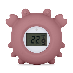 PETITE&MARS 583820 Silikonowy termometr cyfrowy do kąpieli Crab Caleb Dusty Rose
