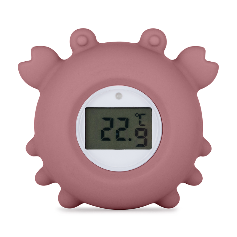 PETITE&MARS 583820 Silikonowy termometr cyfrowy do kąpieli Crab Caleb Dusty Rose