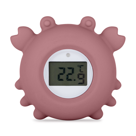 PETITE&MARS 583820 Silikonowy termometr cyfrowy do kąpieli Crab Caleb Dusty Rose
