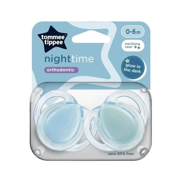 TOMMEE TIPPEE TTP43338095 Smoczki uspokajające NIGHT TIME 0-6m mix 2pak