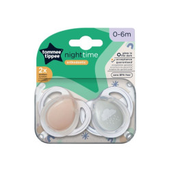 TOMMEE TIPPEE TTP43338095 Smoczki uspokajające NIGHT TIME 0-6m mix 2pak