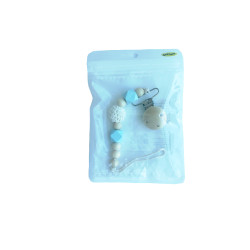 TOPGAL 010060 Klips do smoczka koralik drewno niebieski