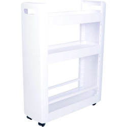 Szafka mobilna 3 półki 60x22x79cm z kółkami, biała