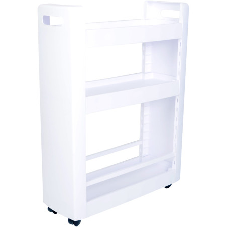 Szafka mobilna 3 półki 60x22x79cm z kółkami, biała