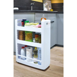 Szafka mobilna 3 półki 60x22x79cm z kółkami, biała