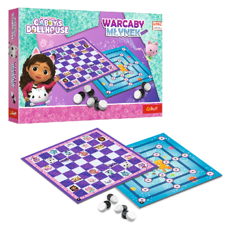 TREFL 02800 Gra Warcaby i Młynek Gabby's Dollhouse