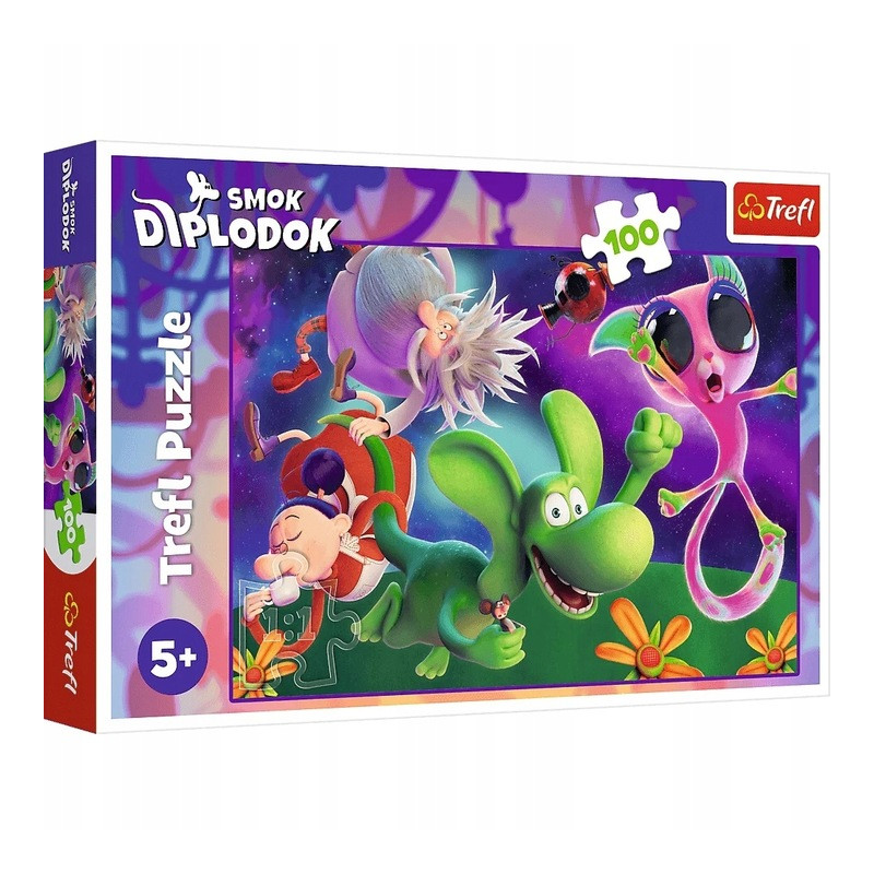 TREFL 16486 Puzzle 100 Smok Diplodok i przyjaciele