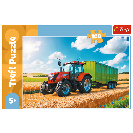 TREFL 16494 Puzzle 100 Maszyny rolnicze - traktor z przyczepą