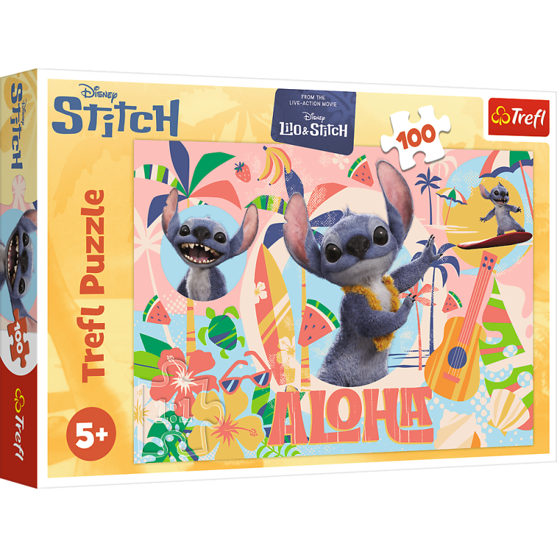 TREFL 16495 Puzzle 100 Stitch i przyjaciele w akcji