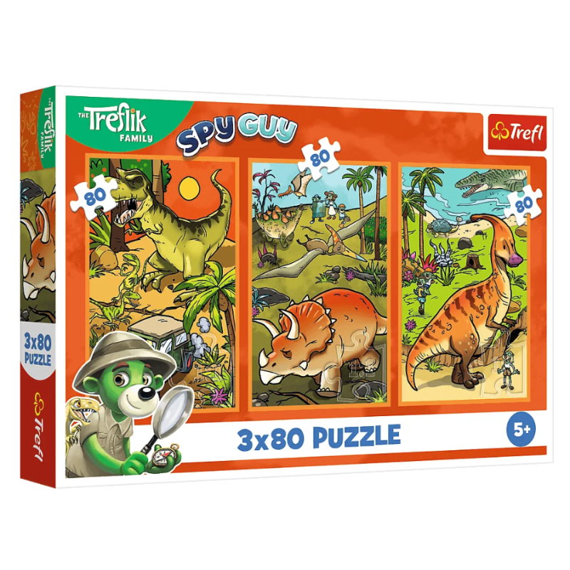 TREFL 34888 Puzzle 3x80 Trefliki w świecie dinozaurów