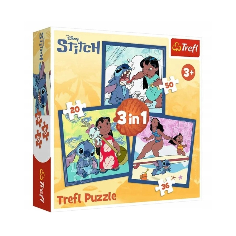 TREFL 34896 Puzzle 3w1 Czas ze Stitchem