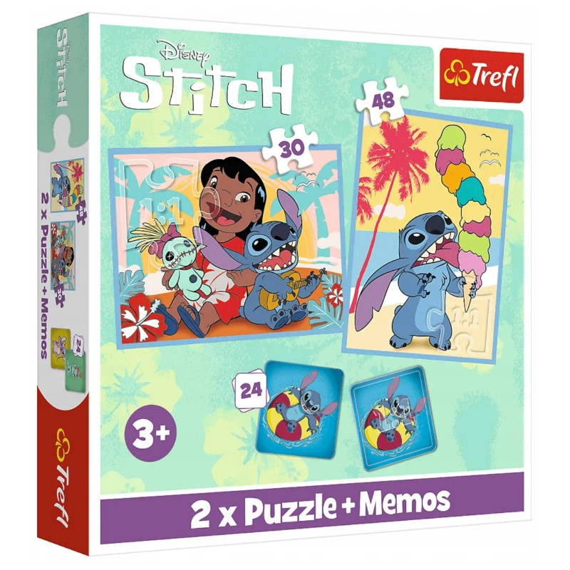 TREFL 93585 Puzzle 2w1 + MEMOS Wesoły dzień Lilo & Stitch