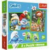 TREFL 93656 Puzzle 2w1 + MEMOS Wesołe zabawy Smerfów