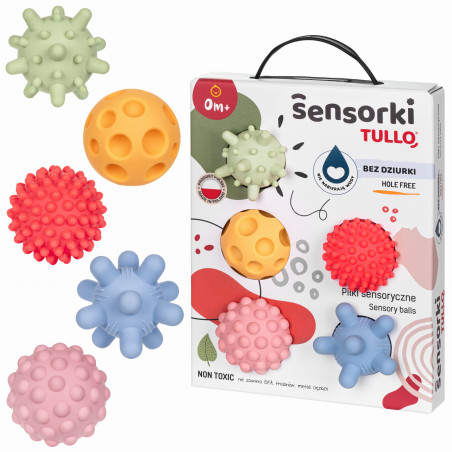 TULLO 801 Piłki sensoryczne Sensorki 5 szt. bez dziurki pastelowe