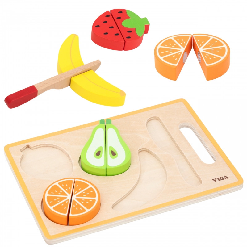 VIGA 44789 Drewniana Układanka edukacyjna Montessori Owoce