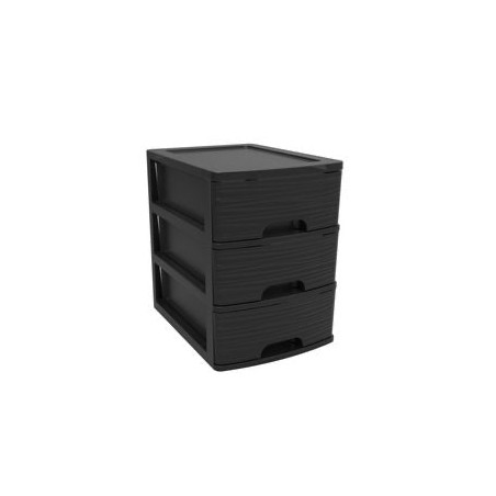 Organizer biurowy 3 szuflady A4 21L, czarny kamień z ergonomicznymi uchwytami