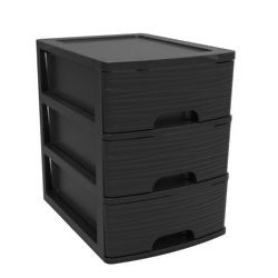 Organizer biurowy 3 szuflady A4 21L, czarny kamień z ergonomicznymi uchwytami