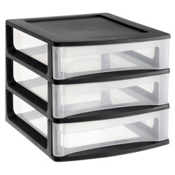Organizer z szufladami 3A6 18x21,5x16,1 cm czarny z transparentnymi szufladami