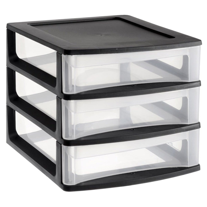 Organizer z szufladami 3A6 18x21,5x16,1 cm czarny z transparentnymi szufladami