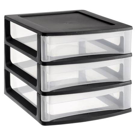 Organizer z szufladami 3A6 18x21,5x16,1 cm czarny z transparentnymi szufladami